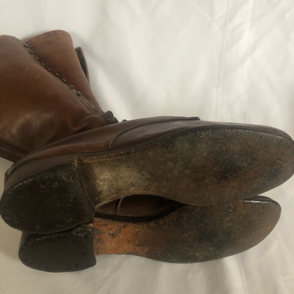 Vintage Equestrian Leather Tall Knee Lace Up Horse RIding Boots Women Sz 10 - Picture 9 of 13